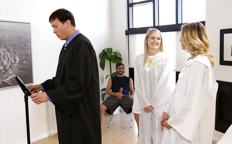 Curious american Haley Reed in uniform in hardcore group sex scene 